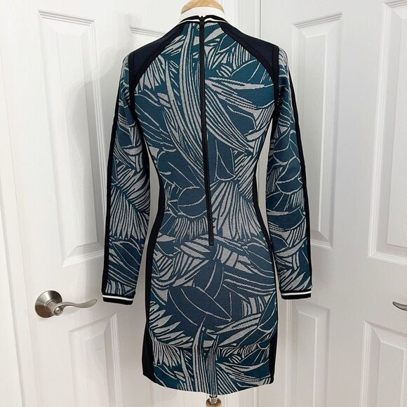 Veronica Beard Jacquard Palm Tropical Print Long Sleeve Bodycon Dress Small - Picture 4 of 6